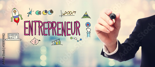 Businessman drawing Entrepreneur concept photo