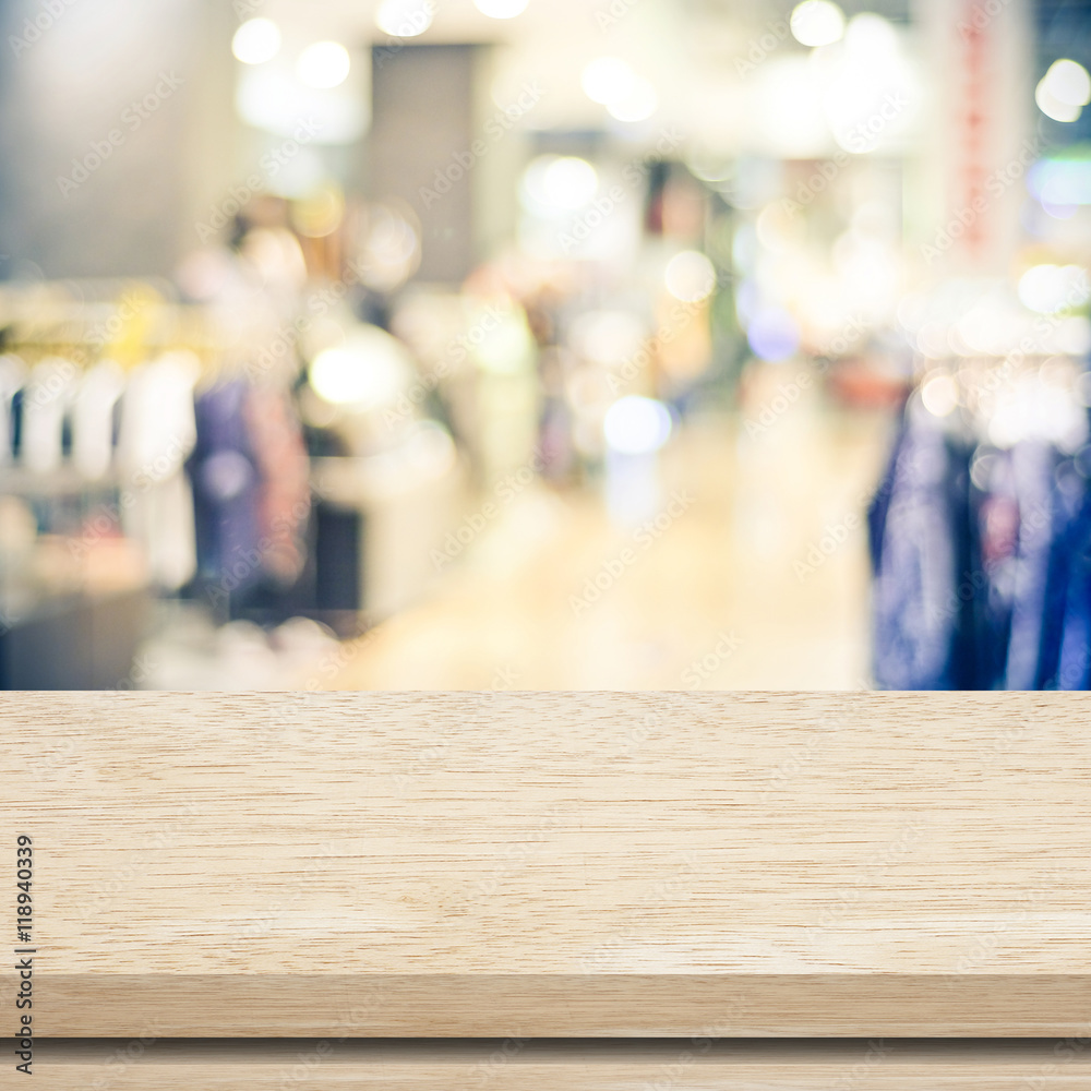 Empty table and blurred store with bokeh background Empty table and blurred store with bokeh background