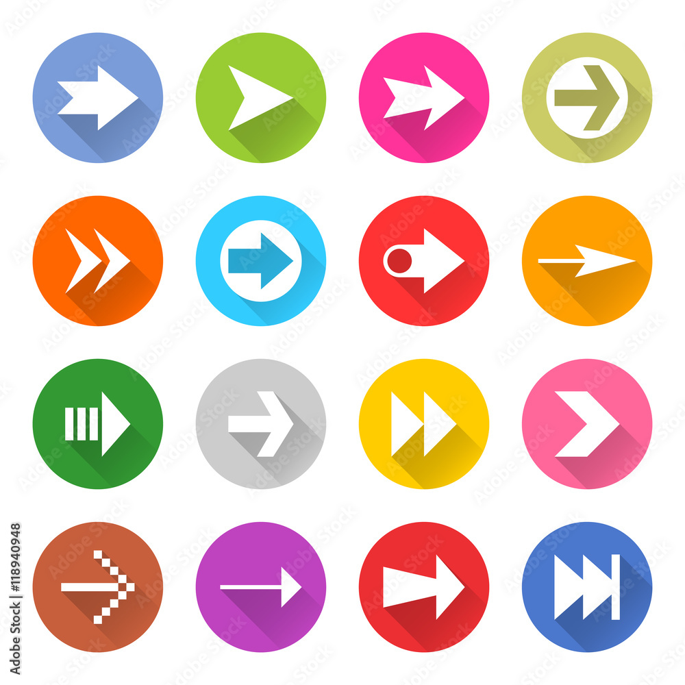 Arrow sign web icon set flat style Arrow sign web icon set flat style
