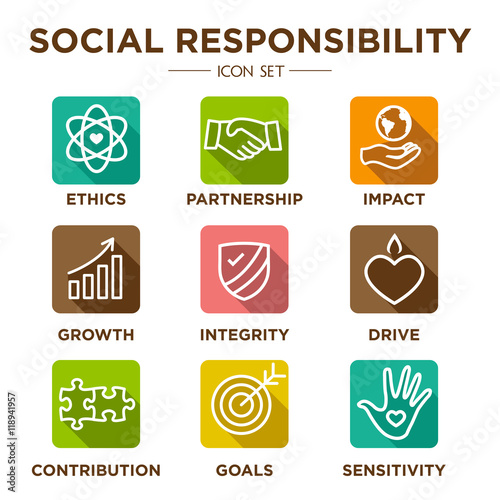 Social Responsibility Outline Icon Set