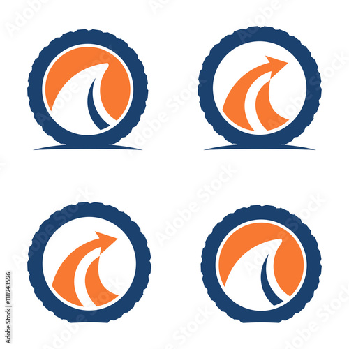 Shark Fin Arrow Tire Wheel Logo Icon
