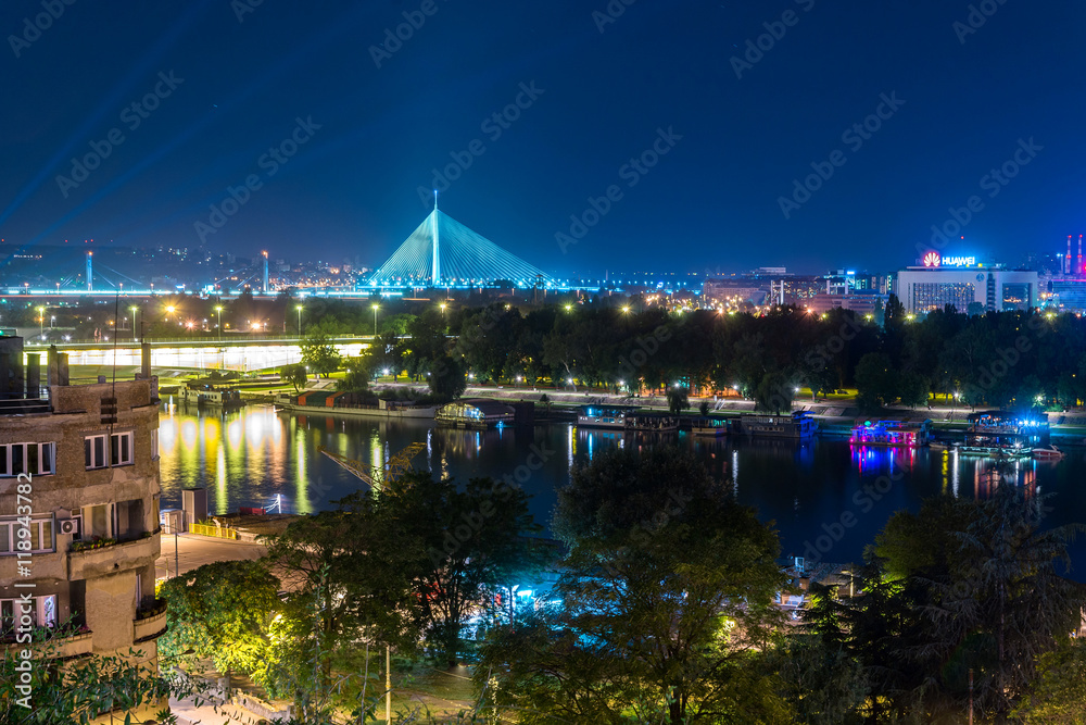 City of Europa: Belgrade cityscape at the night, Serbia