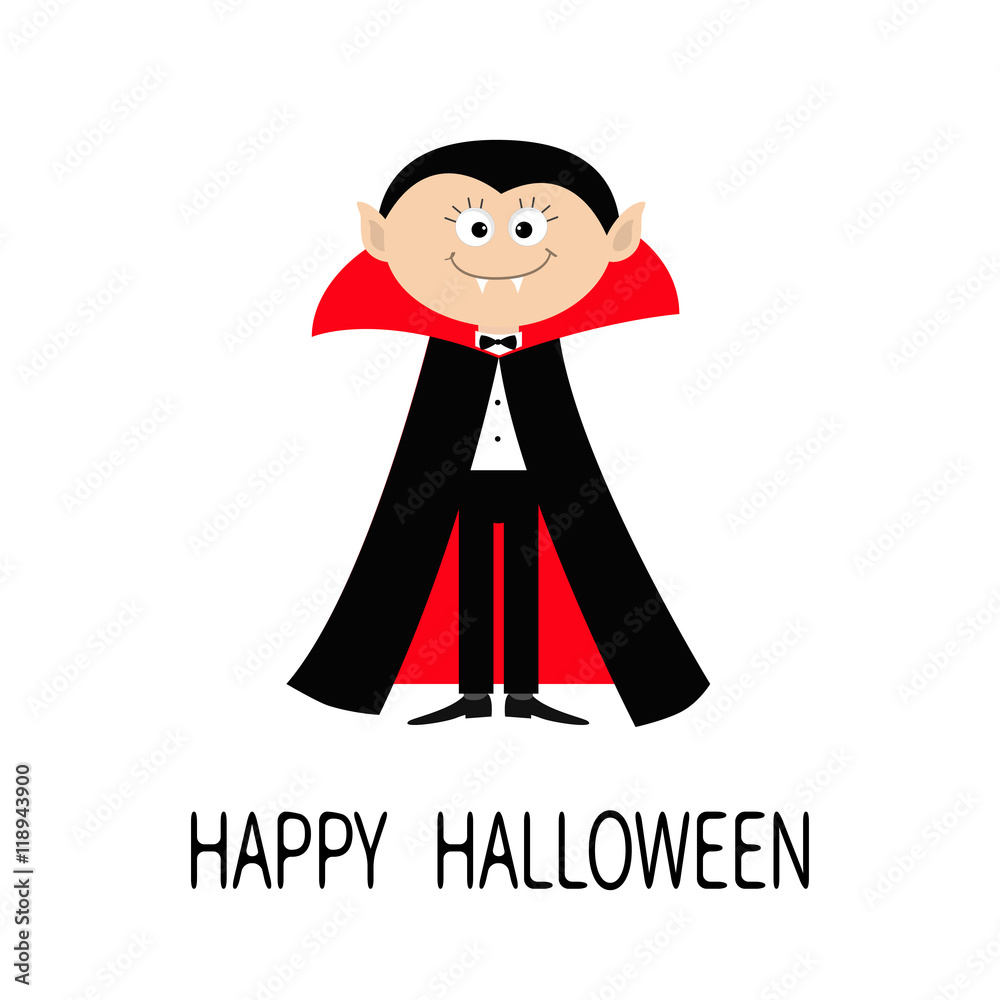 Cute cartoon vampire. Halloween vampire character isolated, Stock vector