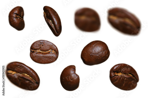 Coffee beans, Isolated on white background.
