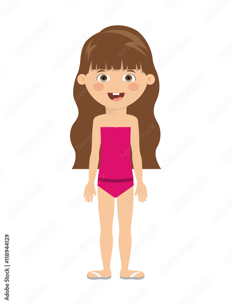 girl kid swimming cloth cartoon summer icon. Isolated colorful and flat design. Vector illustration girl kid swimming cloth cartoon summer icon. Isolated colorful and flat design. Vector illustration