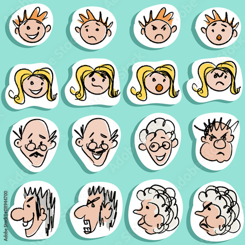 Family Doodles Emoticons stickers set