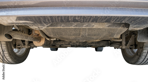 Car undercarriage dust dirty,white background photo