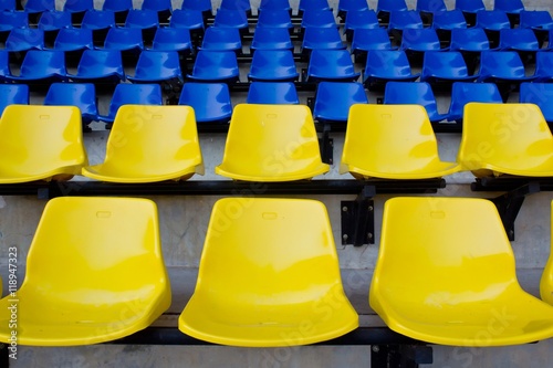 Blue, Yellow seat rows in stedium