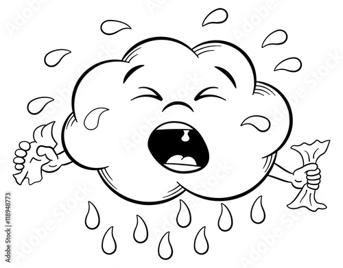 weinende Cartoon Regenwolke 