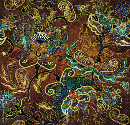 floral shabby exotic oriental pattern motley