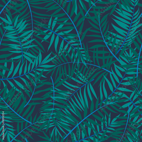 Fototapeta Naklejka Na Ścianę i Meble -  vector seamless tropical foliage pattern, tropics nature, palm leaves pattern, bright graphical summer background allover print design