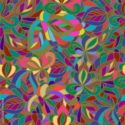 Seamless pattern with  swirls and leaves, can be used for wallpaper, pattern fills, web page background,surface textures,  textiles, cards, postcards, mozaika