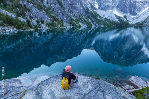 Man on the lake photo