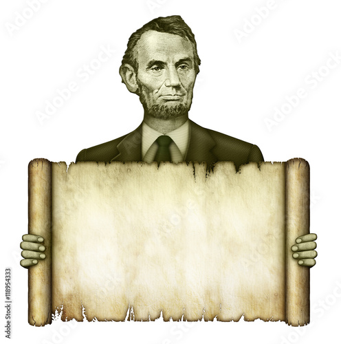 Blank Scroll Held by Abraham Lincoln