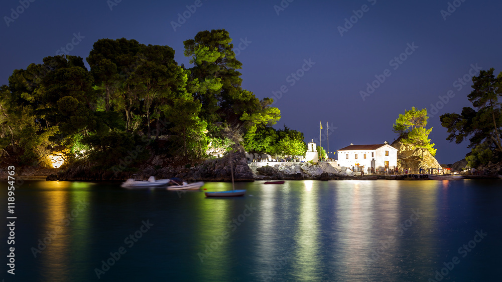 Obraz premium Panagia isle at Parga near Syvota in Greece. Ionian sea