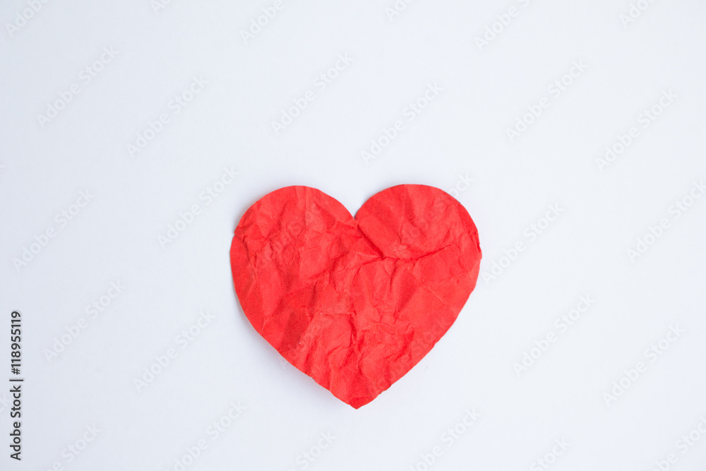 Crumpled red paper heart Crumpled red paper heart