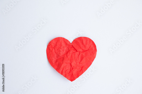 Crumpled red paper heart