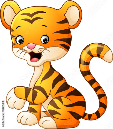 Fototapeta Naklejka Na Ścianę i Meble -  Cute baby tiger isolated on white background
