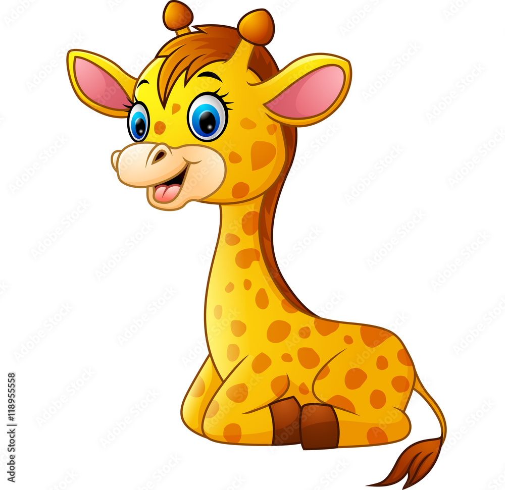 Naklejka premium Cartoon baby giraffe