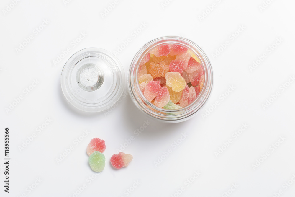 colourful mashmallows in the glass bottle colourful mashmallows in the glass bottle