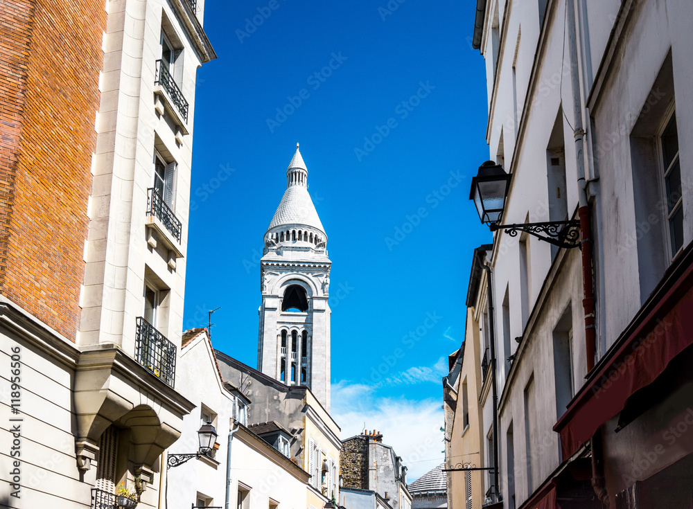 beautiful view Parisian streets in Montmartre, paris France