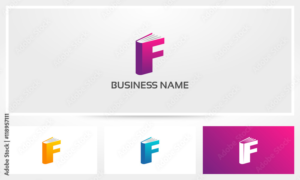 Obraz premium Letter F Book Cover Pages Logo