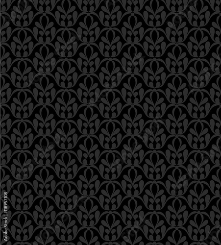 Damask beautiful background design, black vector pattern
