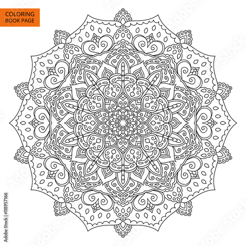 Coloring Book Page with Mandala Outline