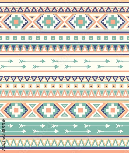 Seamless Ethnic pattern textures. Coral & Teal colors. Navajo geometric print. Rustic decorative ornament. Abstract geometric pattern. Native American pattern. Ornament for the design of clothing