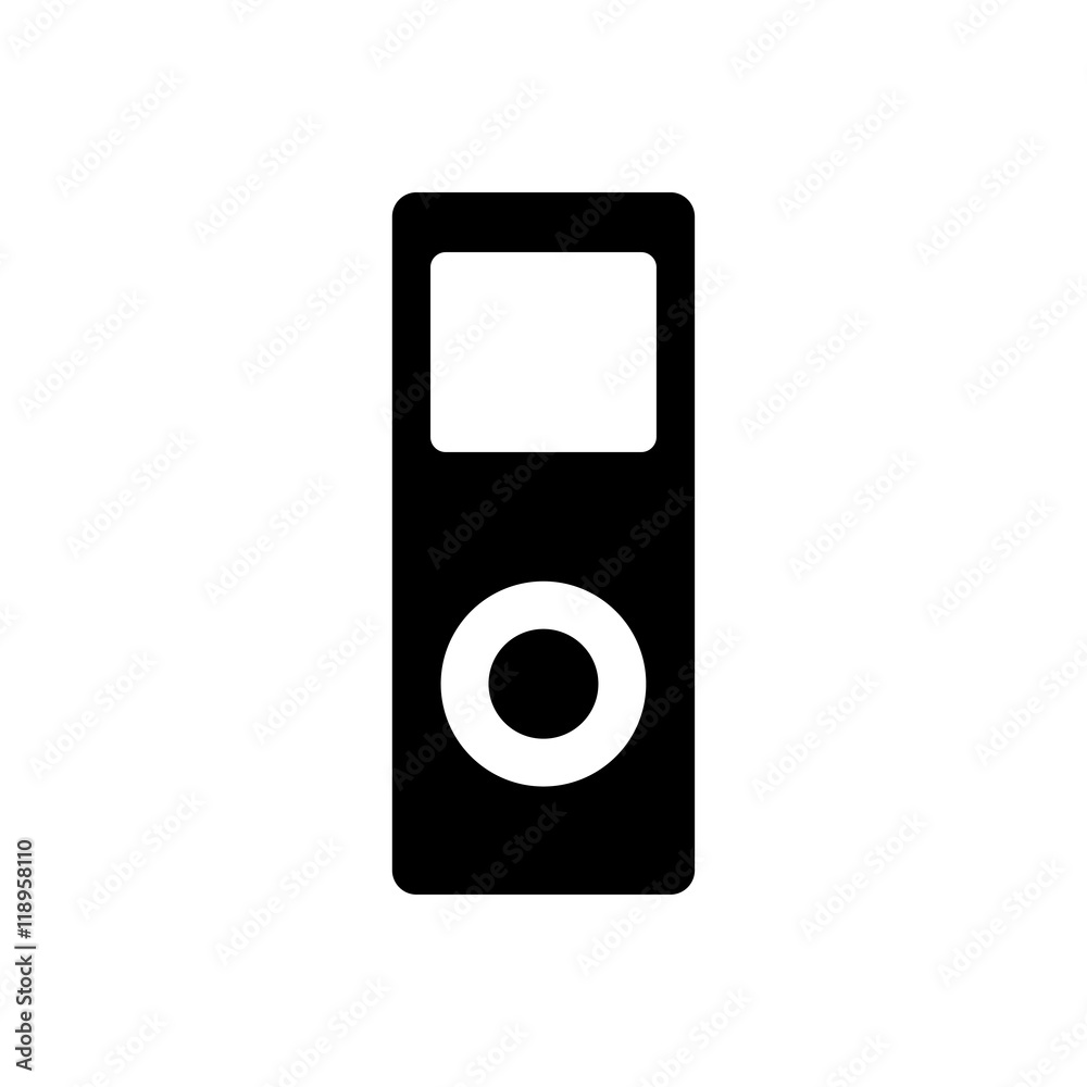Portable media player icon, flat design style Portable media player icon, flat design style