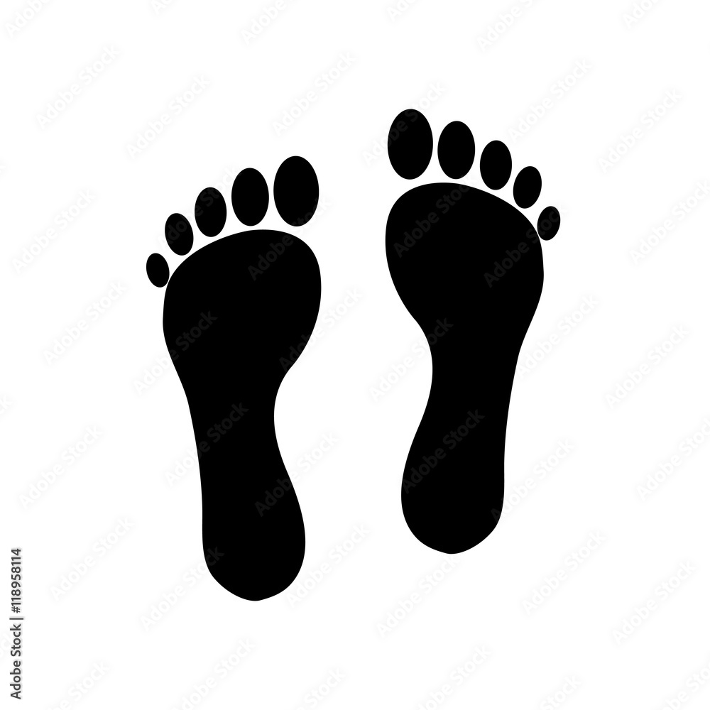 Footprints vector icon illustration on white background Footprints vector icon illustration on white background