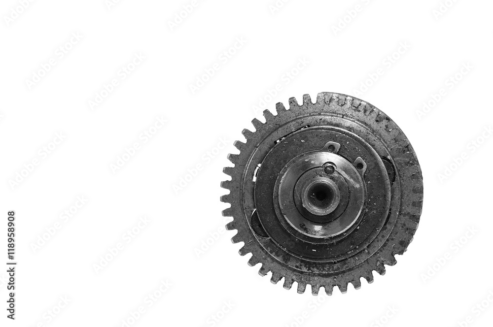Part of crankshaft of motorcycle on white background Part of crankshaft of motorcycle on white background