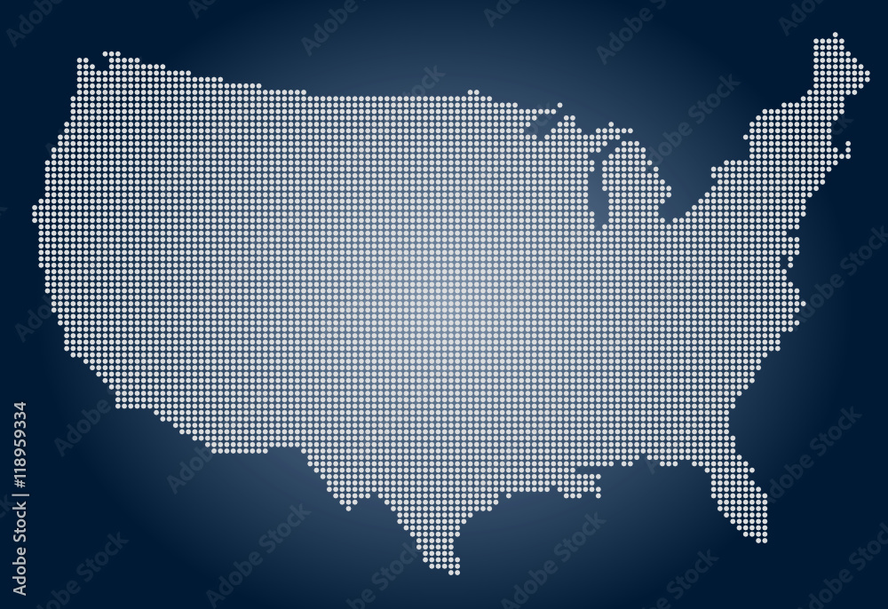 Naklejka premium The United States Of America Map - Pixel 