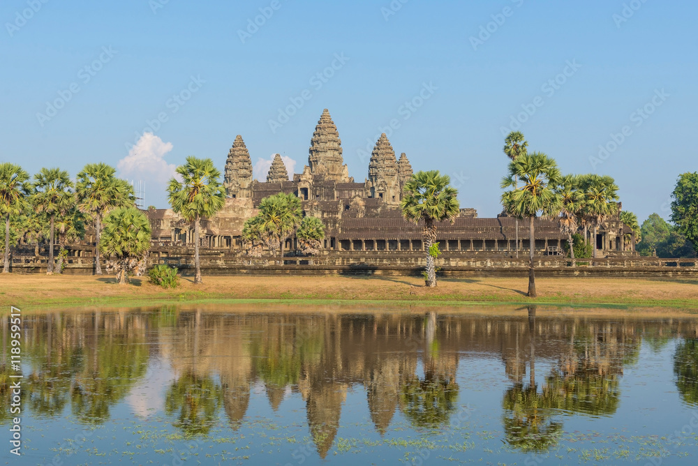 Angkor Wat Temple seen across the lake in Siem reap at Cambodia Angkor Wat Temple seen across the lake in Siem reap at Cambodia