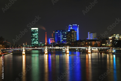 Frankfurt night view from the Main riverside © travellerno1