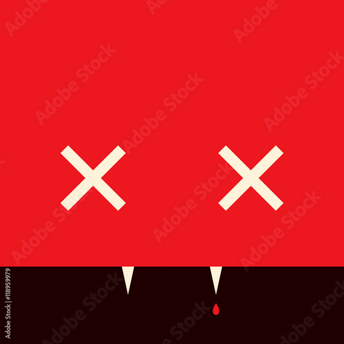 Minimalistic picture vampire for Halloween holiday, vector design