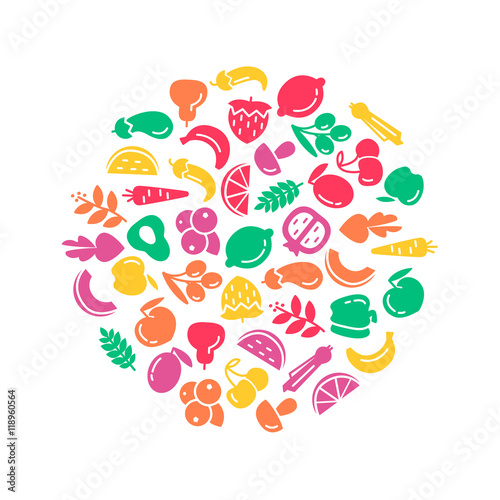 Fruit and vegetables background illustration