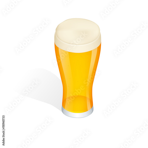 Isometric Glass of beer isolated