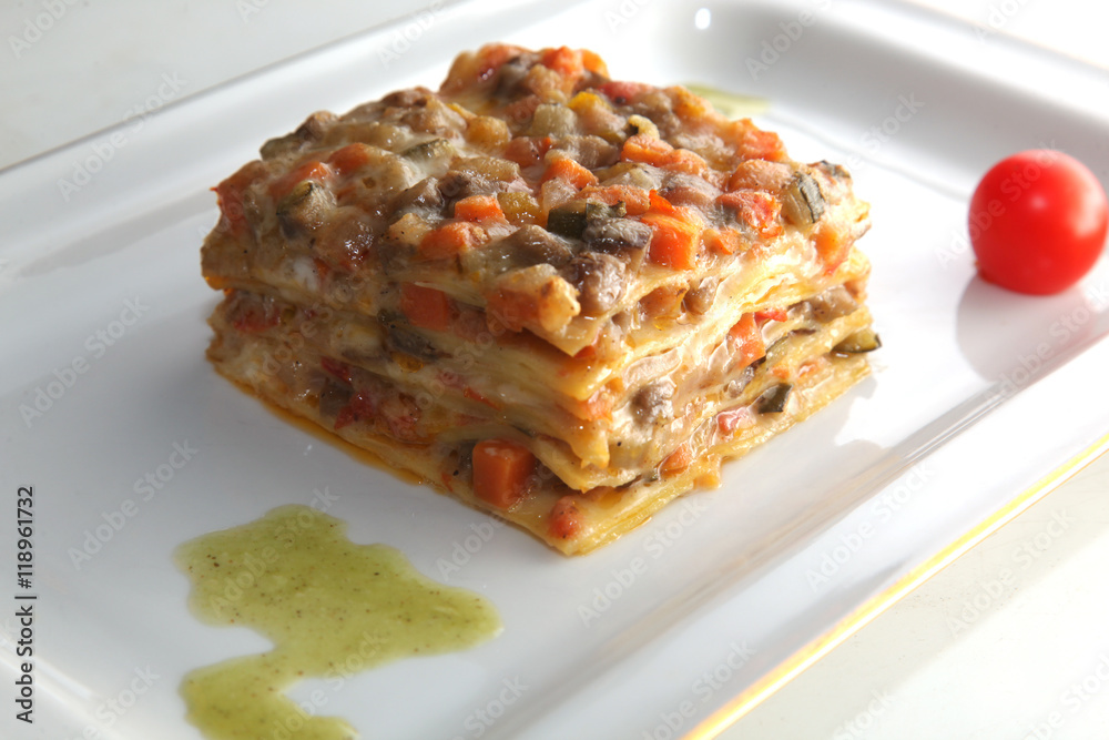 Vegetable Lasagna on plate