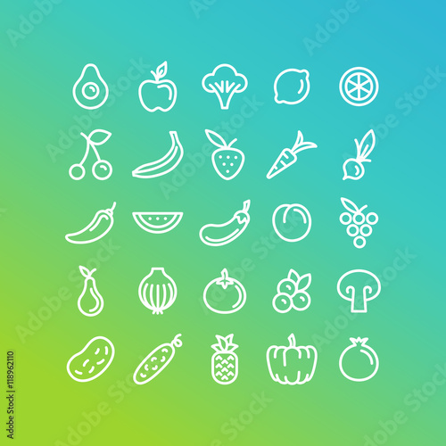 Vector set of icons and illustrations in trendy linear style