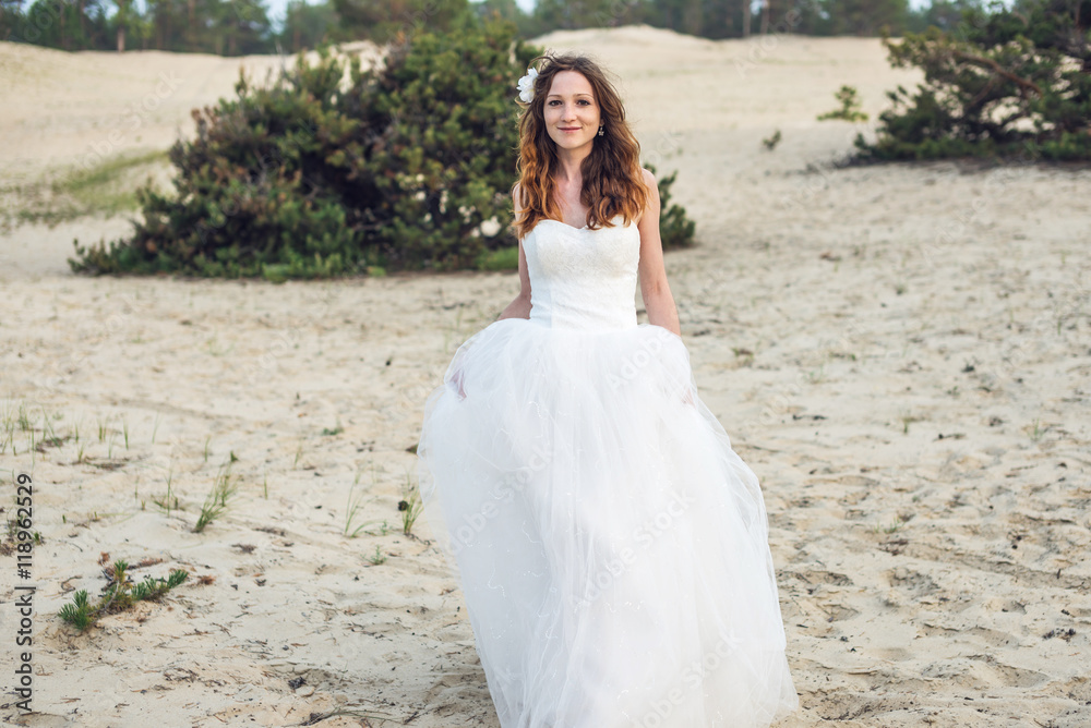 Romantic beautiful bride in white dress Romantic beautiful bride in white dress