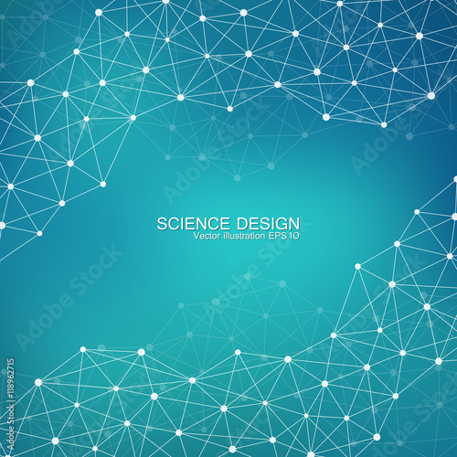 Structure molecule of DNA and neurons. Structural atom. Chemical compounds. Medicine, science, technology concept. Geometric abstract background. Vector illustration for your design.