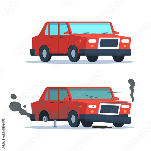 Broken and okay car