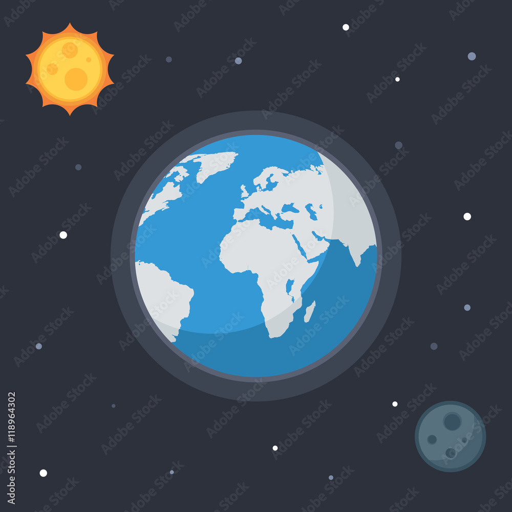 Fototapeta premium Earth with sun and moon
