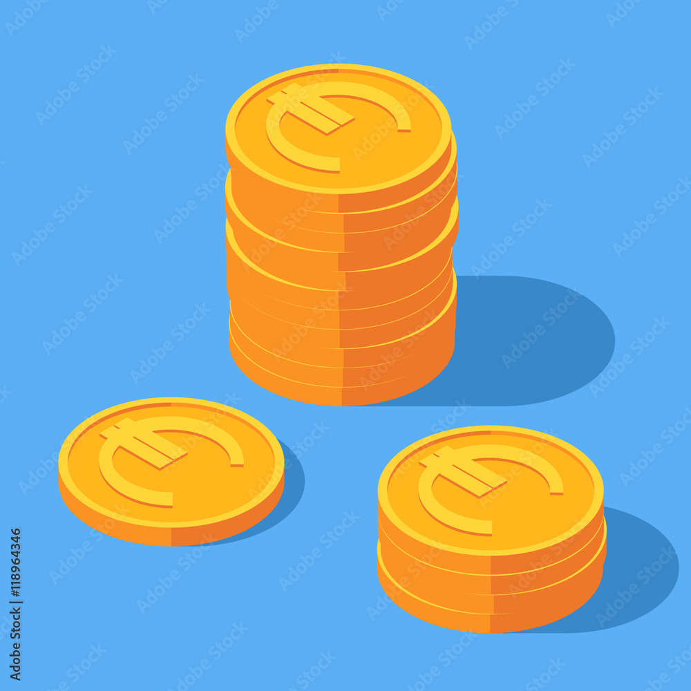 Gold stack of euro coins Gold stack of euro coins