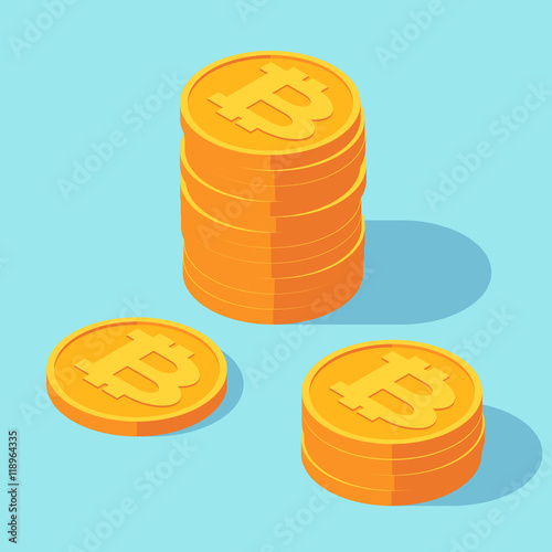 Gold stack of bitcoins