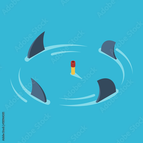 Man surrounded by sharks