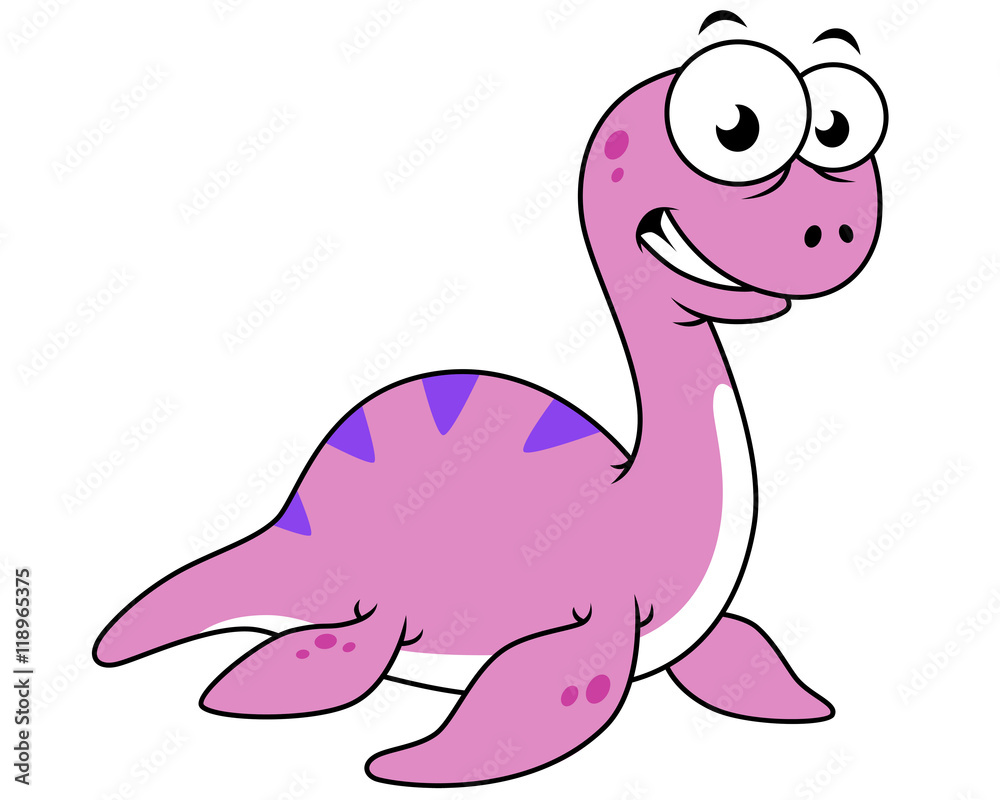 Fototapeta premium Cute illustration of the Loch Ness Monster.
