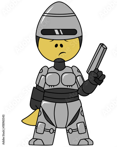 Valokuva Illustration of a Tyrannosaurus Rex dressed as Robocop.