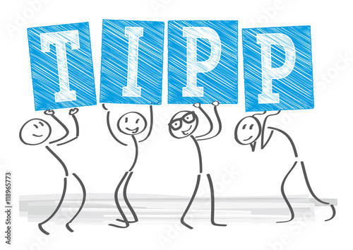 Strichmännchen halten TIPP-Schilder